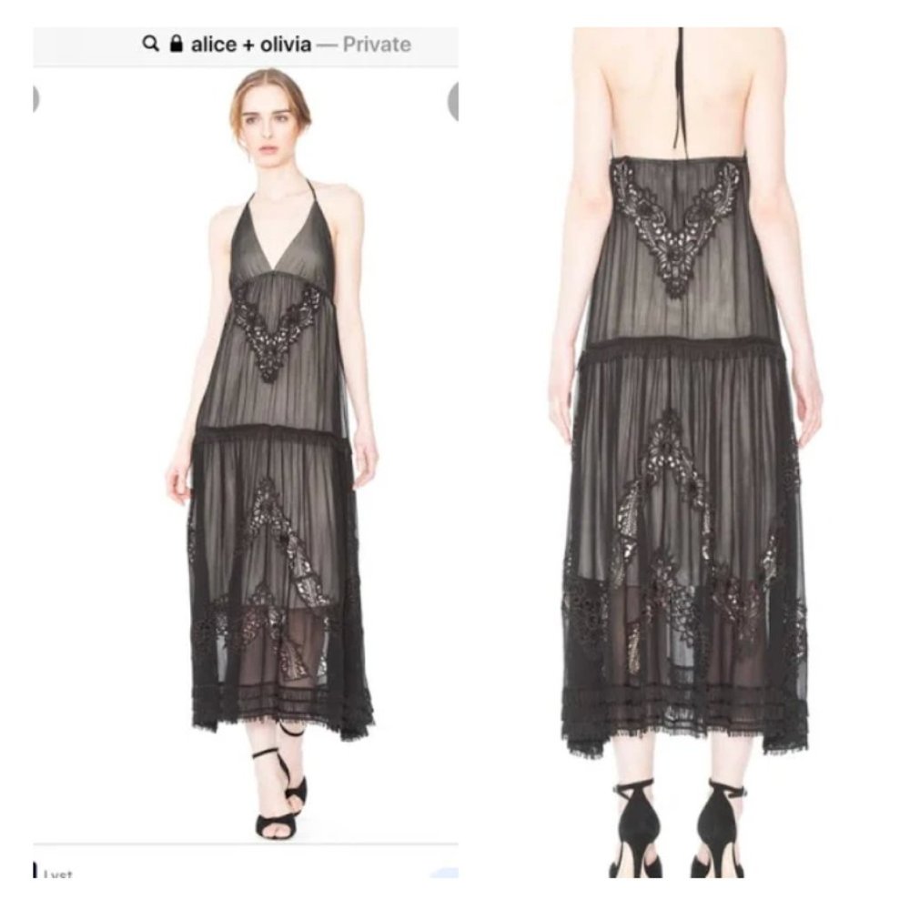 ALICE + OLIVIA Black halter top maxi dress